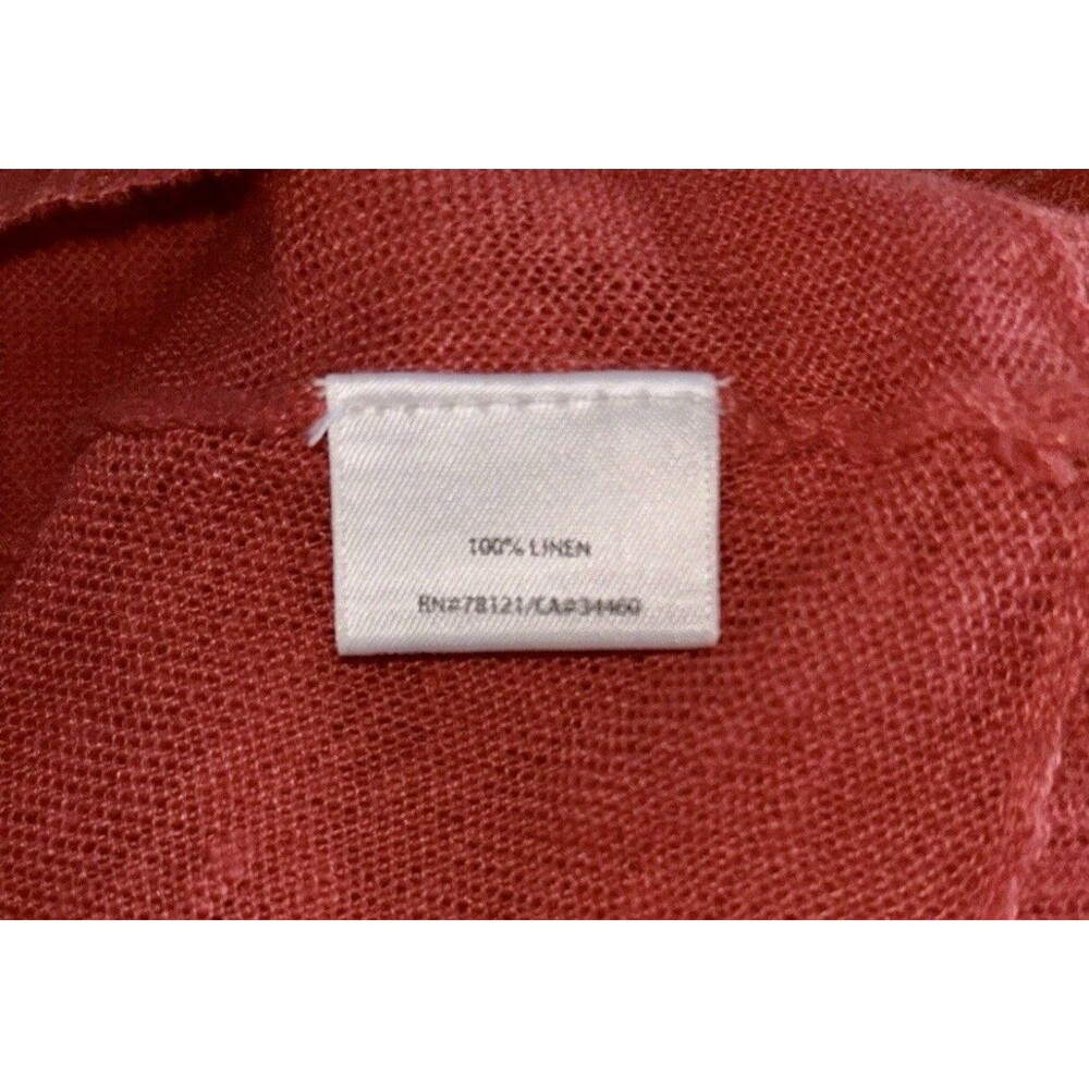 Eileen Fisher Red 100% Linen Open Front Waterfall Cardigan Sweater Size XS - Picture 6 of 8